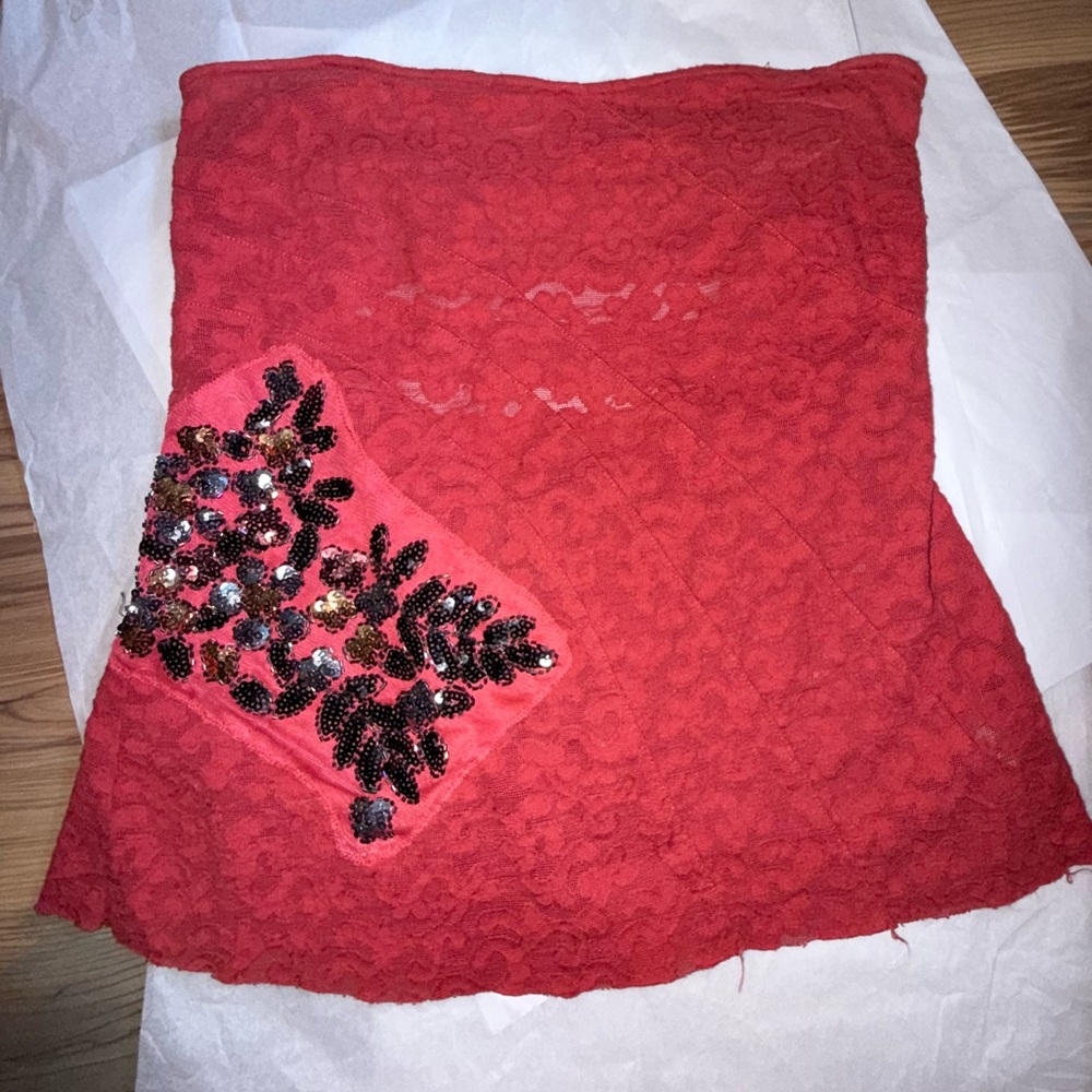 Free People Bustier w/ red lace and sequin applique - large